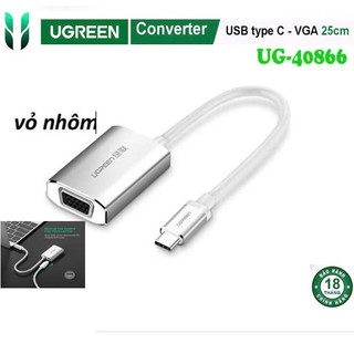 Cáp chuyển usb type c to vga ugreen 40866 cm114 pd 60w chính hãng