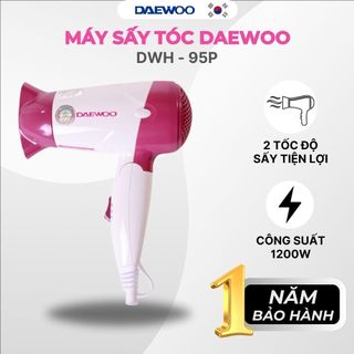 Máy sấy tóc Daewoo DWH-95P công suất 1200w thiết kế gấp gọn cùng 2 tốc độ sấy, bảo hành 12 tháng