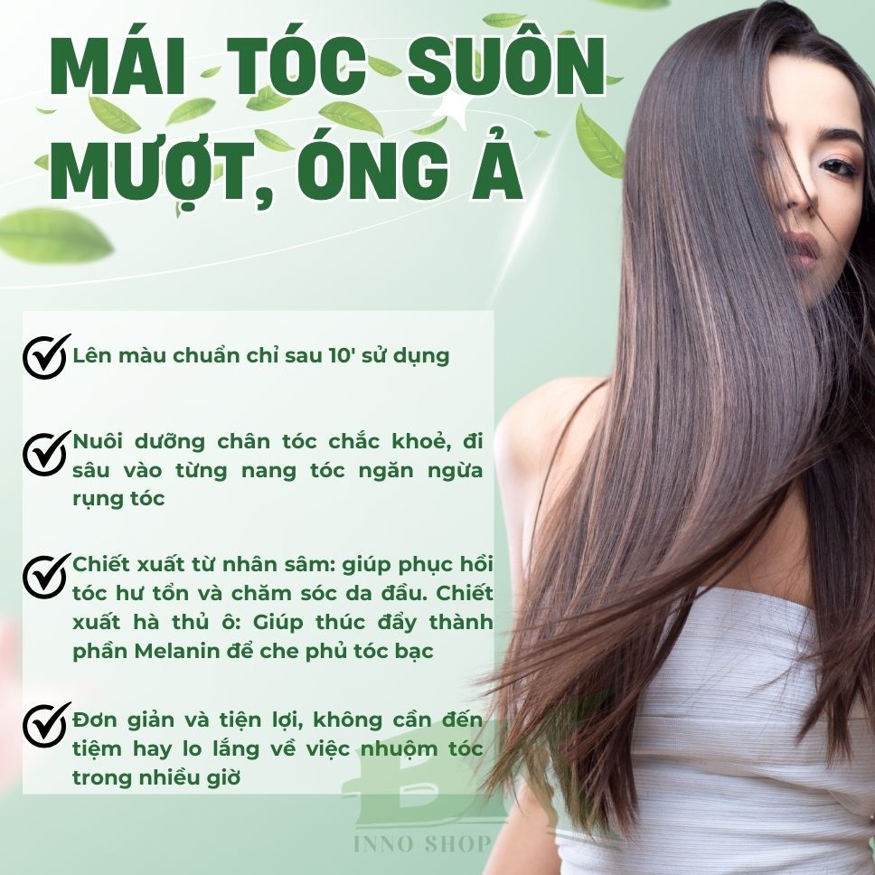 Dầu Gội Phủ Bạc Thảo Dược Hàn Quốc,  Dầu Gội Nhuộm Tóc Thảo Mộc BUBBLE 30ml Hộp 10 Gói, Lên Màu Cực Chuẩn Đẹp| BK INNO