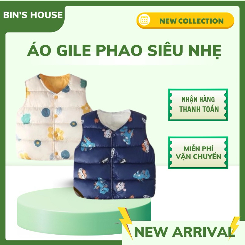 Áo gile phao siêu nhẹ sz 1-4y