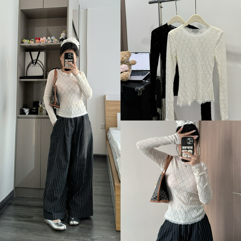 ÁO THUN LEN TRÁM CỔ REN | by25