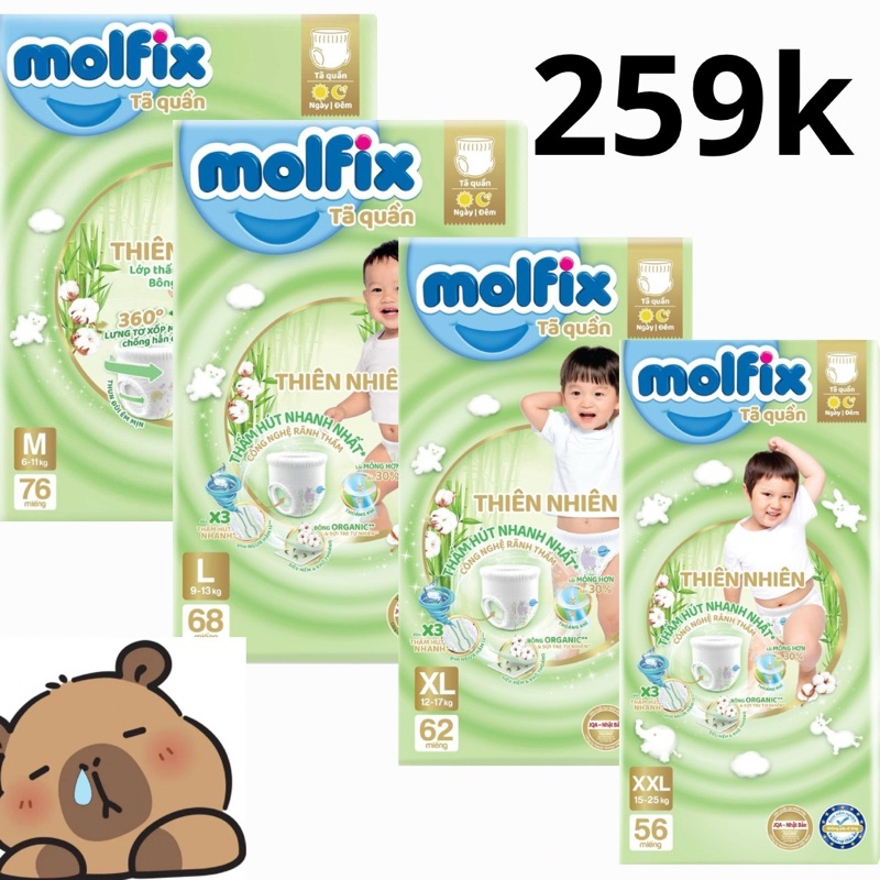 ”(MẪU MỚI 2024) Tã/Bỉm Quần Molfix Gói Cực Đại - Tiết Kiệm Giá Tốt Đủ Size M76/L68/XL62/XXL56