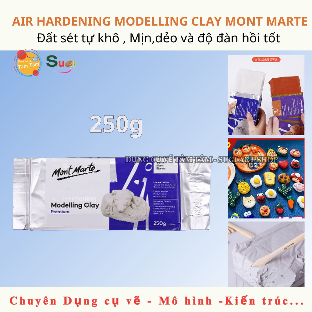[ SUGI ART SHOP ] Đất sét tự khô Mont Marte - 250g -  Premiium Air Hardening Modelling Clay Mont Mar