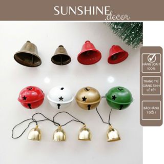 Chuông Giáng sinh, chuông kim loại, quả cầu tròn trang trí cây thông Noel, phụ kiện vòng nguyệt quế
