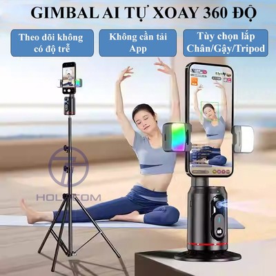 Gimbal Điện Thoại Q02 Tự Xoay 360 Độ Theo Người, Chân Quay Chống Rung Để Quay Video Vlog Livestream Chụp Ảnh - HOLOCOM