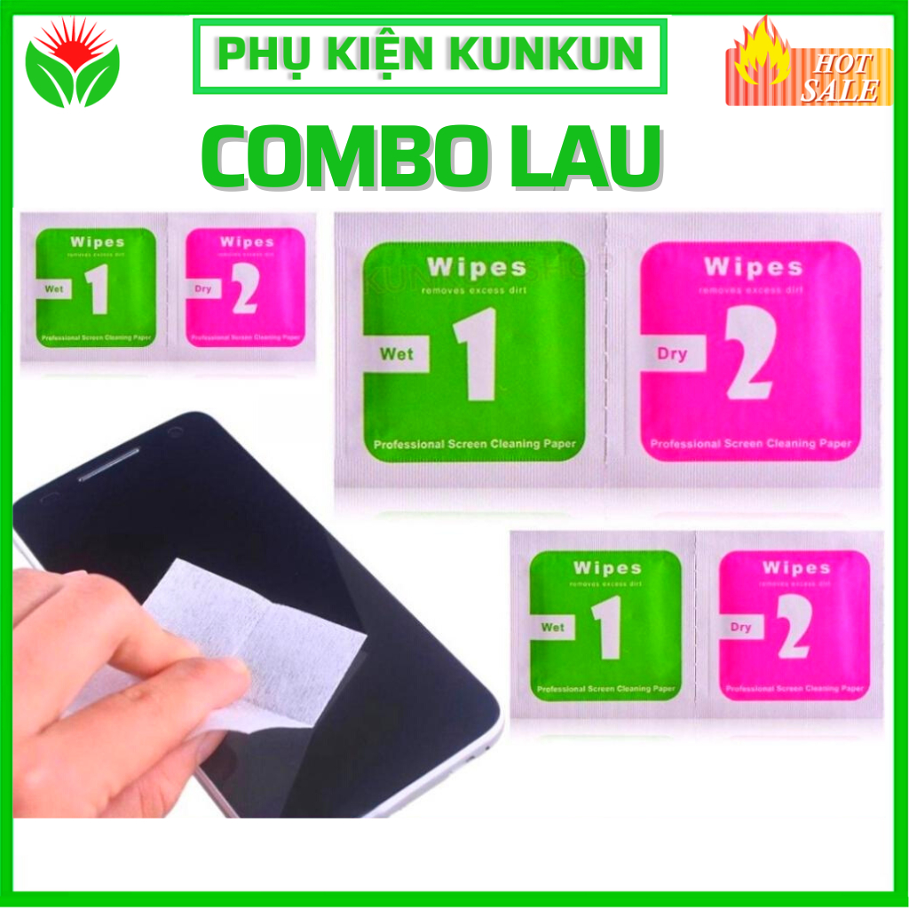 [QUÀ TẶNG KÈM GIẤY LAU] Bộ giấy lau dán cường lực combo 1 + 2, Lau màn hình điện thoại [KunKun]