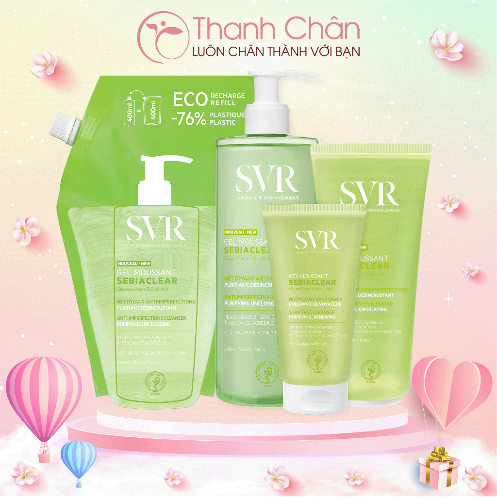 Sữa rửa mặt SVR SEBIACLEAR Gel Moussant 55ml/400ml