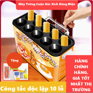 Máy Làm Trứng Cuộn Xúc Xích Công Nghiệp 10 Ống Dùng Điện và Ga.Hàng Chính Hãng Bảo Hành 1 Năm (Tặng kèm công thức)