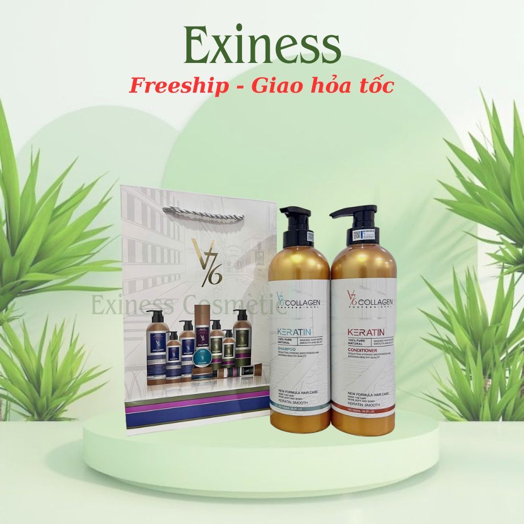GỘI XẢ KERATIN #V76 COLLAGEN 800ml hương thơm nước hoa mềm mượt
