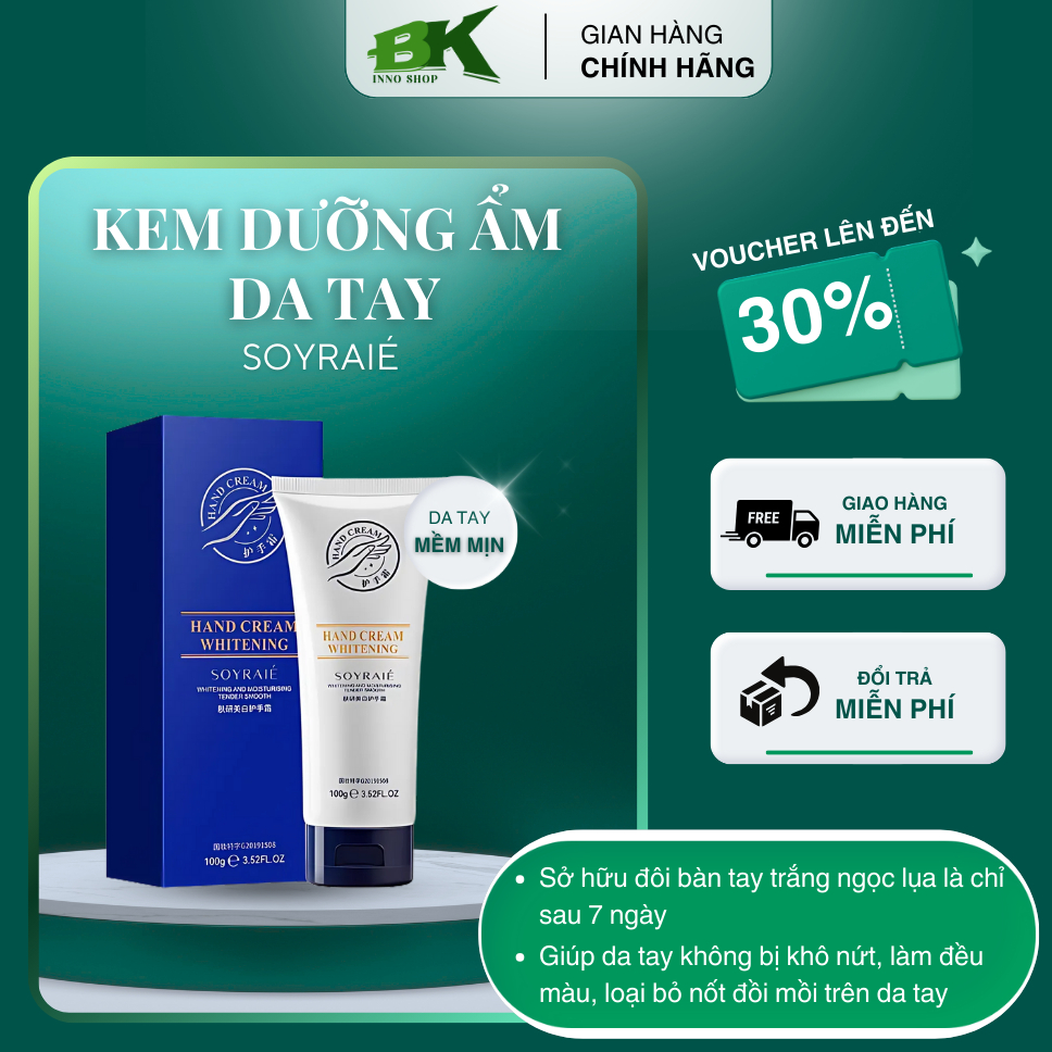 Kem Dưỡng Da Tay SOYRAIÉ 100g Cấp Ẩm Chuyên Sâu, Giúp Da Tay Mềm Mịn, Trắng Sáng Tự Nhiên, Không Vết Thâm Sạm | BK INNO