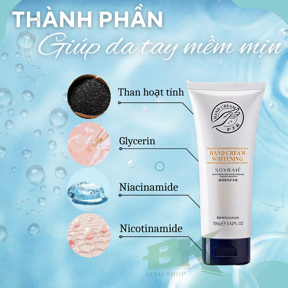 Kem Dưỡng Da Tay SOYRAIÉ 100g Cấp Ẩm Chuyên Sâu, Giúp Da Tay Mềm Mịn, Trắng Sáng Tự Nhiên, Không Vết Thâm Sạm | BK INNO