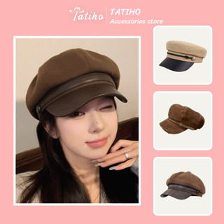 Mũ Nồi Nữ, Mũ Họa Sĩ Họa Tiết Trơn Phối Vành Da Hottrend Nữ Tính Năng Động Phong Cách Hàn Quốc - Mã MN033