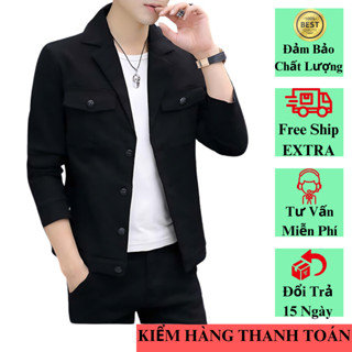 Áo Khoác Kaki Nam Hàn Quốc Cổ Vest Lịch Lãm Sang Trọng Đứng Form Phối Quần Jean Siêu Chất Ngầu T6