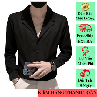 Áo sơ mi nam dài tay cổ vest chất mềm mát siêu đẹp tôn dáng N34