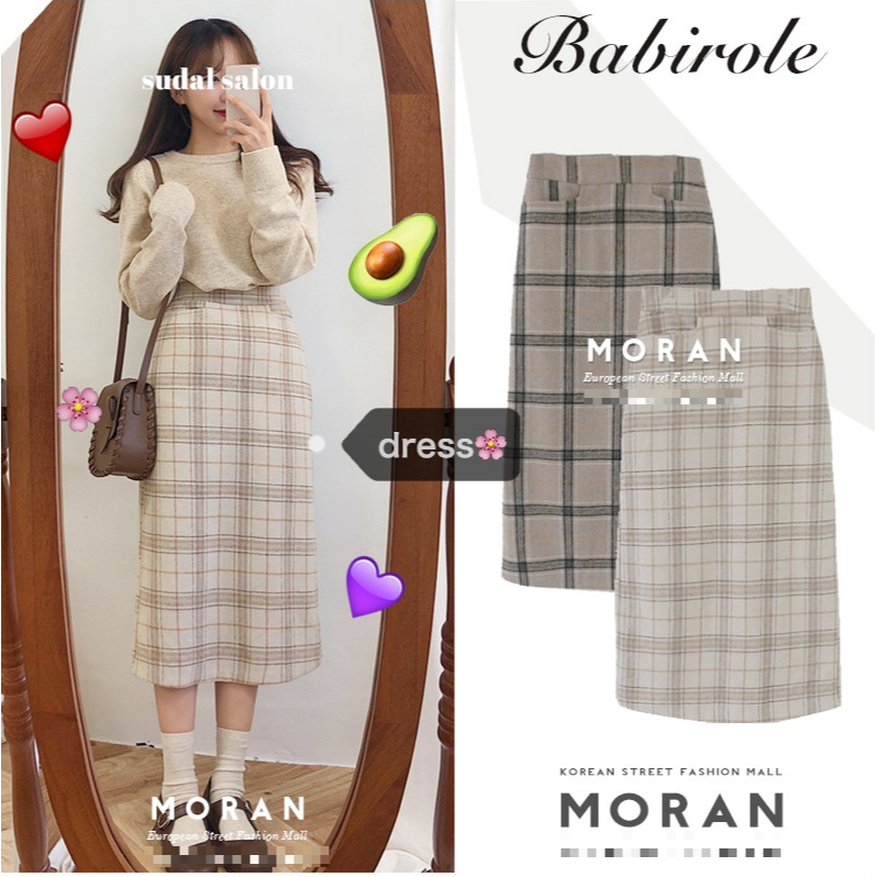 (ORDER) Chân váy kẻ dáng dài MORAN Hàn Quốc