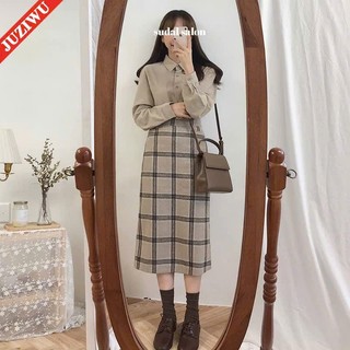 (ORDER) Chân váy kẻ dáng dài MORAN Hàn Quốc