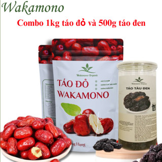 Combo táo đỏ nhược khương size trung 200 -220 quả/kg  và táo đen hữu cơ Wakamono, không chất bảo quản, mềm, dẻo
