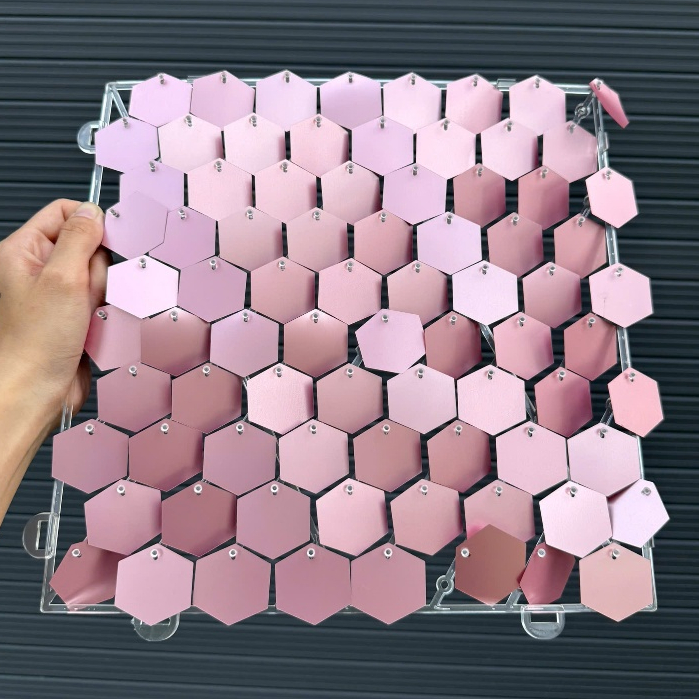 Thùng 88 Tấm Sequin Gió Hình Lục Giác Hồng Gold, Sequin Trang Trí Backdrop Sinh Nhật, Sự Kiện