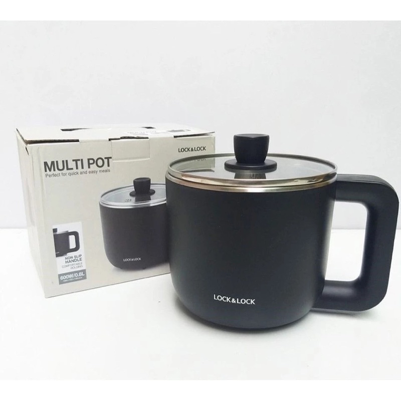 Nồi điện đa năng LocknLock EJP116BLK 0.8L - Hàng chính hãng, nấu mì, lẩu, kèm khay hấp