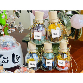 Hũ Đá Thanh Tẩy Tarot Nạp Năng Lượng Mệnh Kim Mộc Thủy Hỏa Thổ Đá Vụn Tự Nhiên Lador Jewelry