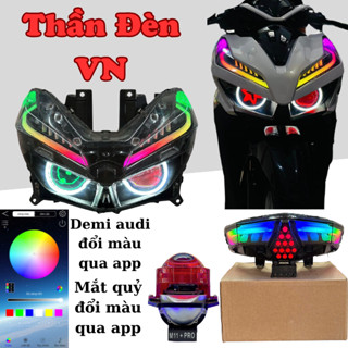 Chóa đèn Vario lên sẵn bi cầu M11+pro+Mắt sharingan,audi chỉnh app, đèn hậu audi, mắt quỷ đổi màu qua app điện thoại Đèn