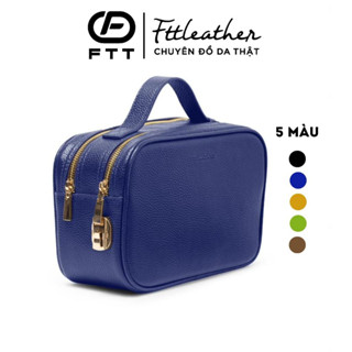  Túi Clutch nam túi Golf du lịch kẹp nách FTT Leather Da Bò Dáng Hộp 2 Ngăn Kéo Có Khóa Số Bảo Mật 