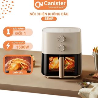 Nồi chiên không dầu 5L Bear QZG-J15M1 NEW 2024 núm vặn cơ có cửa nhìn công nghệ nhiệt đối lưu 360 độ BH 18 tháng