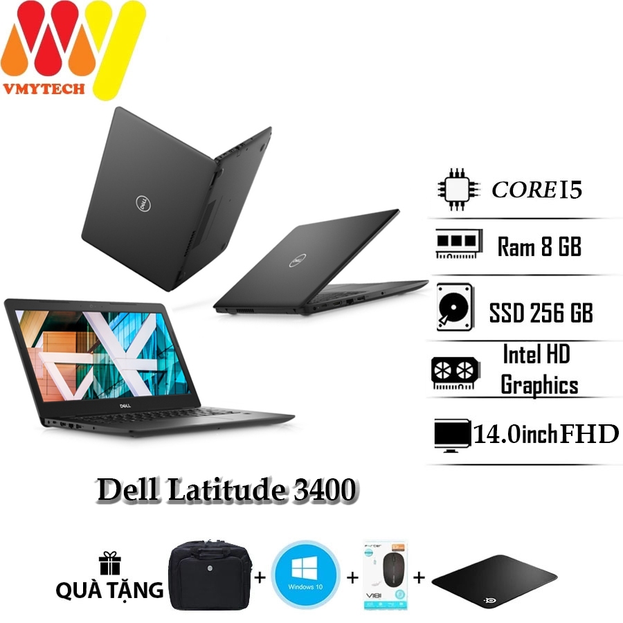 Laptop Dell Latitude 3400, Dell E3400 Core i5-8250, Ram 8GB, SSD 256GB, màn 14inch FHD,laptop giá rẻ