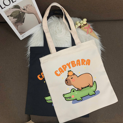Túi vải Tote in hình Capybara Cute kích thước 33x37cm đựng vừa A4 Loza TOTE10