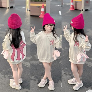 Áo nỉ cổ tròn cho bé gái hình N.y hồng, áo nỉ thu đông trẻ em,TPKIDS,[M891]