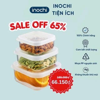 Bộ 3 hộp nhựa vuông cao cấp đựng thực phẩm INOCHI size 750-1500-2500ml