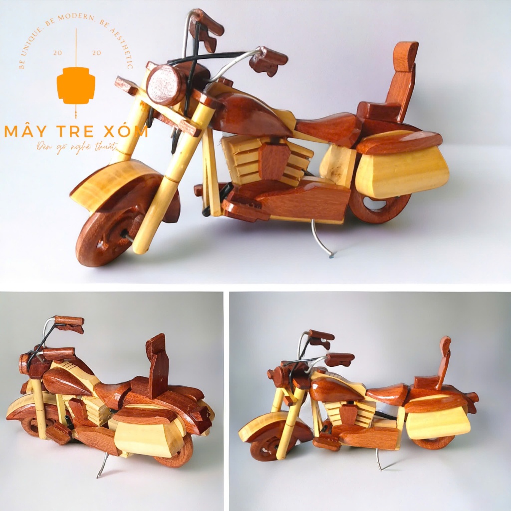 Mô hình xe moto gỗ, xe moto mini trang trí decor, quà lưu niệm