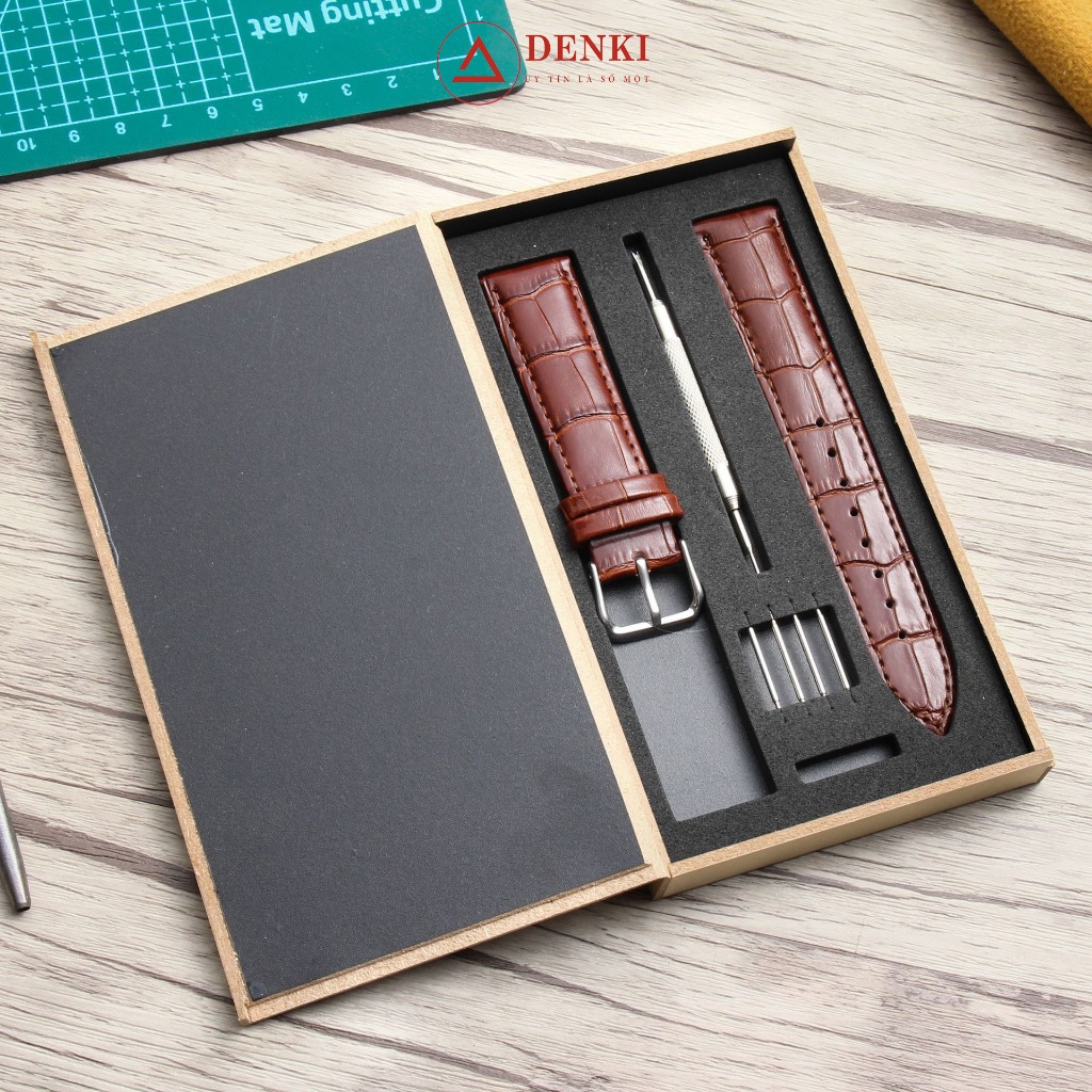 Dây da đồng hồ da bò cao cấp tặng Hộp Gỗ [1.002h] kèm Khóa Cài thép không gỉ