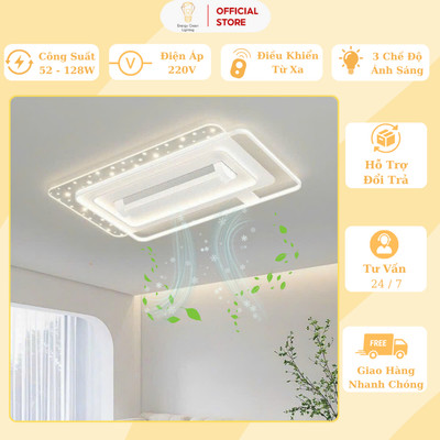 Đèn Ốp Trần Energy Green Lighting Có Quạt Điều Hoà Không Cánh - Xoay 180 Độ - 6 Tốc Độ Gió - Hiện Đại Sang Trọng