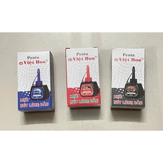 4 chai mực lông dầu penta xanh, đỏ, đen, mực lông dầu việt hoa, dung tích mỗi chai 25ml