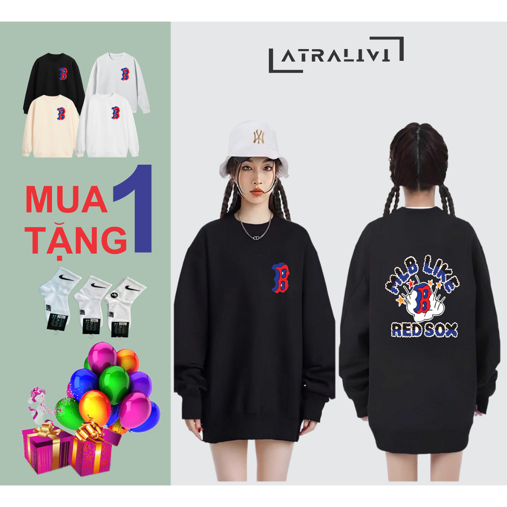 Áo Sweater in MLB LIKE Nam Nữ Unisex Form Rộng, Áo Nỉ Chất Liệu Nỉ Cao Cấp  ATRALIVI SWT-MLB-12