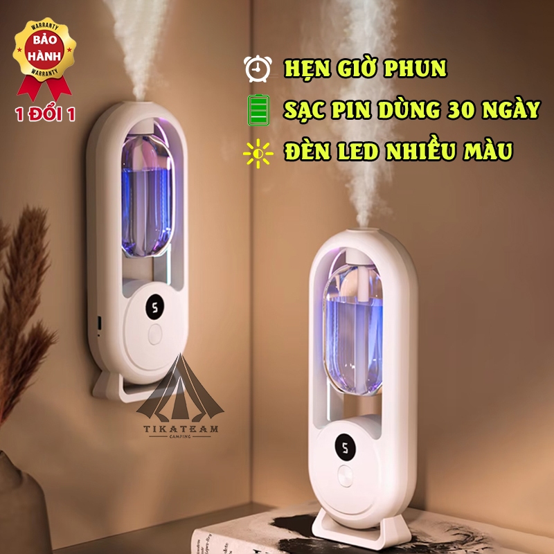 Máy xịt thơm phòng tự động P8 pro, máy xông tinh dầu, xông nước hoa tự động sạc pin, dán tường để bà