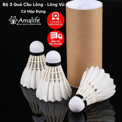 Hộp 3 Quả Cầu Lông, Lông Vũ Lông Ngỗng Tự Nhiên Chính Hãng Amalife – Nhẹ, Bền, Chắc Chắn Phù Hợp Mọi Người