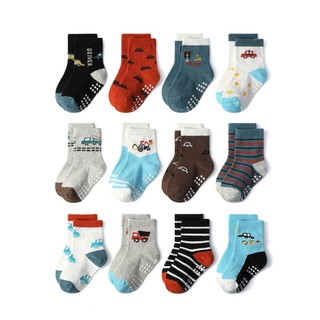 MỚI 2024_ Tất basịc chống trượt 100% cổ cao dày dặn cho bé trai size 1-8 tuổi