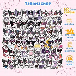  Set 120 sticker kuromi cute nhãn dán nhân vật hoạt hình trang trí sổ điện thoại laptop vali 