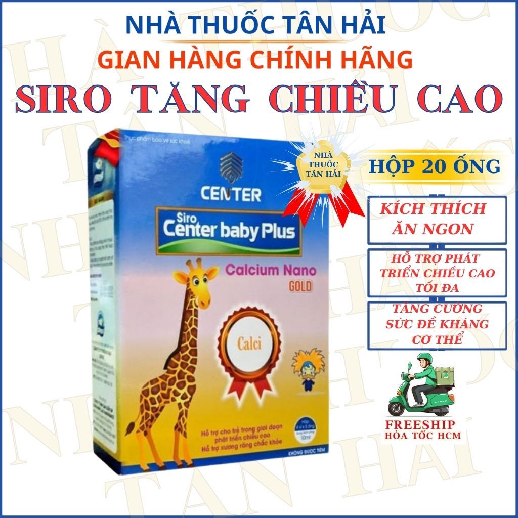 Siro Center Baby Plus - Calcium Nano GOLD, Calci cho bé, canxi Hỗ Trợ Phát Triển Chiều Cao Cho Bé Hộ