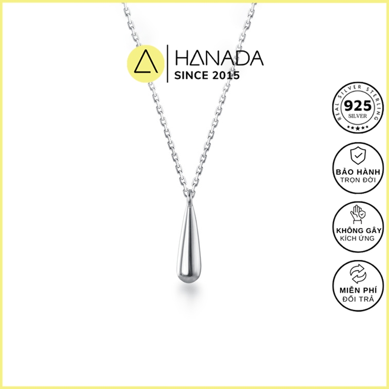 Dây Chuyền Bạc 925 Hanada Vòng Cổ Bạc Giọt Nước Trơn Đơn Giản 0783 F5