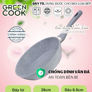 Chảo đá sâu lòng chống dính dùng được bếp từ, từ size: 20, 22, 24, 26, 28, 30 cm thương hiệu green cook