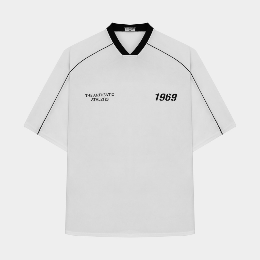 Áo Thun Nam Nữ Thêu 1969STUDIO Cổ V Lé Tay Chất Polyeste Hot Trend Form Rộng Unisex - L6