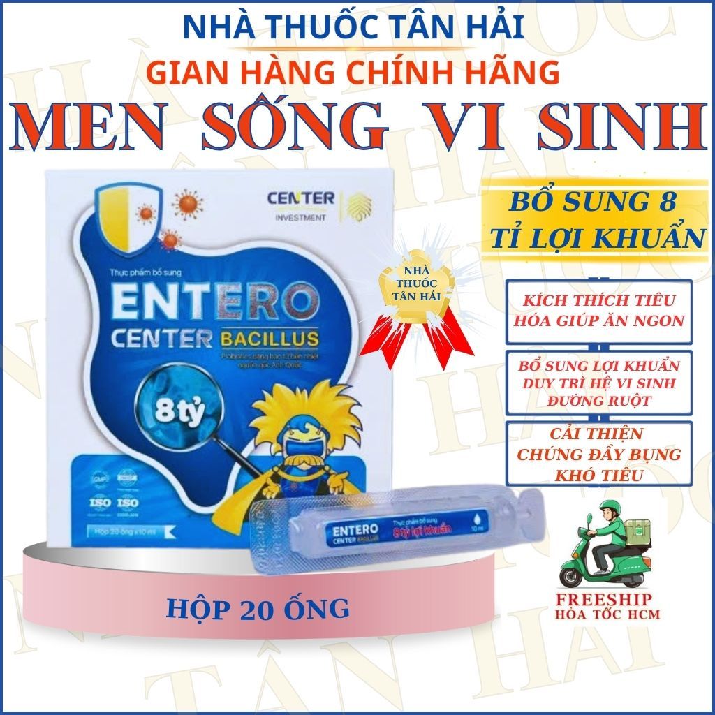 Entero Center Bacillus bổ sung probiotics dạng bào tử, hỗ trợ cân bằng hệ vi sinh đường ruôt giảm rố