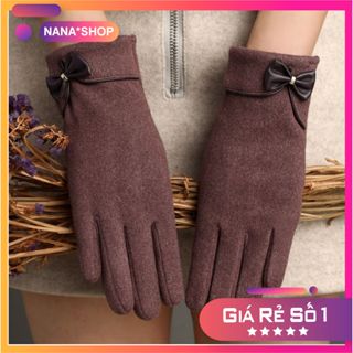 Găng Tay Mùa Đông Lót Nhung Bên Trong Ấm Áp Phong Cách Hàn Quốc, Có Thể Dùng Màn Hình Cảm Ứng Điện Thoại, Bao Tay Da Lộn