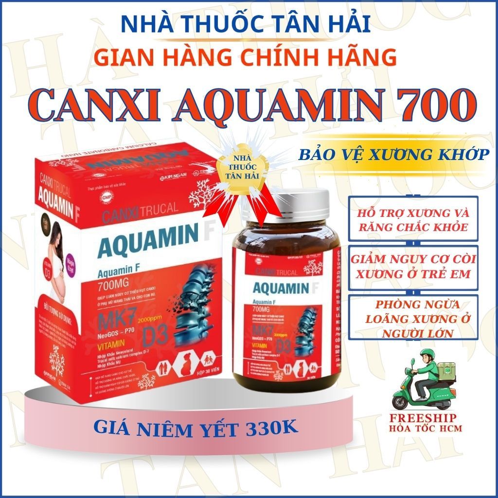 Canxi AQuamin MK7 Trần Gia. Hỗ trợ xương và răng chắc khỏe, phòng ngừa loãng xương