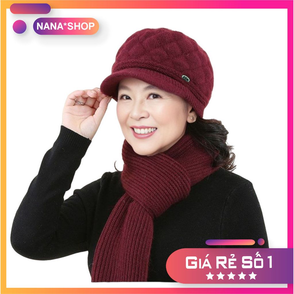 Mũ Len Dệt Kim Dày Dặn Bảo Vệ Tai Chống Gió Chống Lạnh Dành Cho Nữ Giới Độ Tuổi Trung Niên Và Người Lớn Tuổi