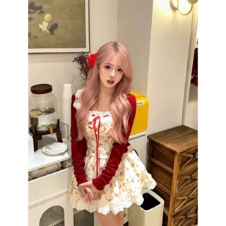 Đầm xoè tầng voan hoa phối viền ren tùng 3 lớp mix áo khoác croptop  [có mút] cho nàng dự tiệc, du lịch V549