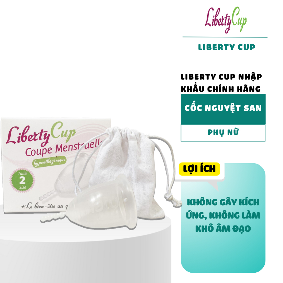 Cốc nguyệt san Liberty Cup nhập khẩu chính hãng 100% silicon y tế độ mềm lý tưởng - Hana Cosmestic